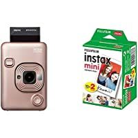 Fujifilm Instax Mini LiPlay Oro Rosa + m Instax Mini Brillo - Película fotográfica instantánea (2 x 10 Hojas)